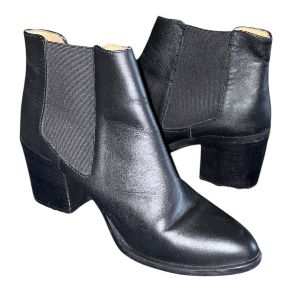 NIsolo Classic Black Pull On Leather Boots Made in Mexico sz 9